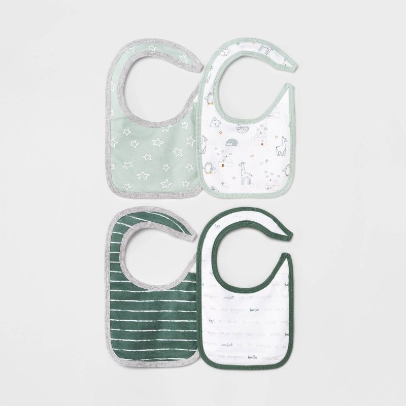 Photo 1 of Baby 4pk 'Hello Happy' Bib - Cloud Island™ Dark Green