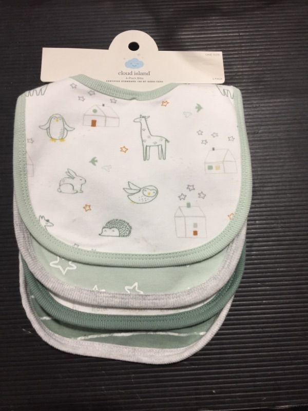 Photo 2 of Baby 4pk 'Hello Happy' Bib - Cloud Island™ Dark Green