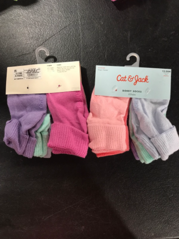 Photo 2 of [Size 12-24mo] 2-Packs--Baby Girls' Athletic Bobby Socks 6pk - Cat & Jack™