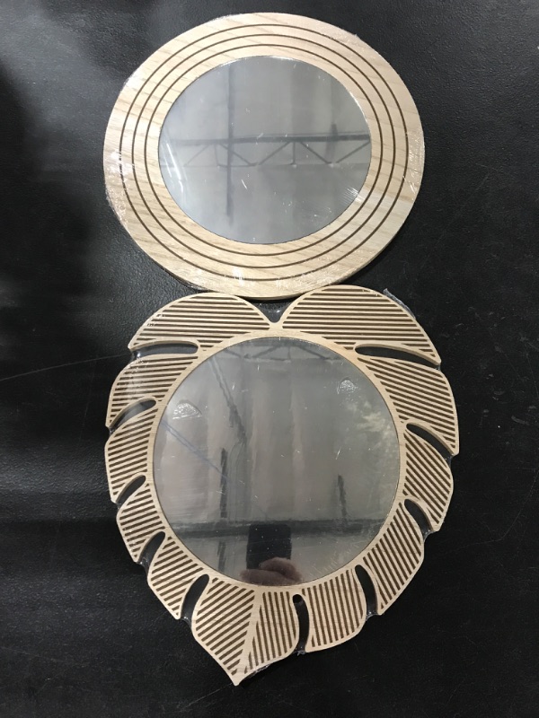 Photo 1 of [2 Pack] Wall Decor Mirrors- Round and Palm Leaf