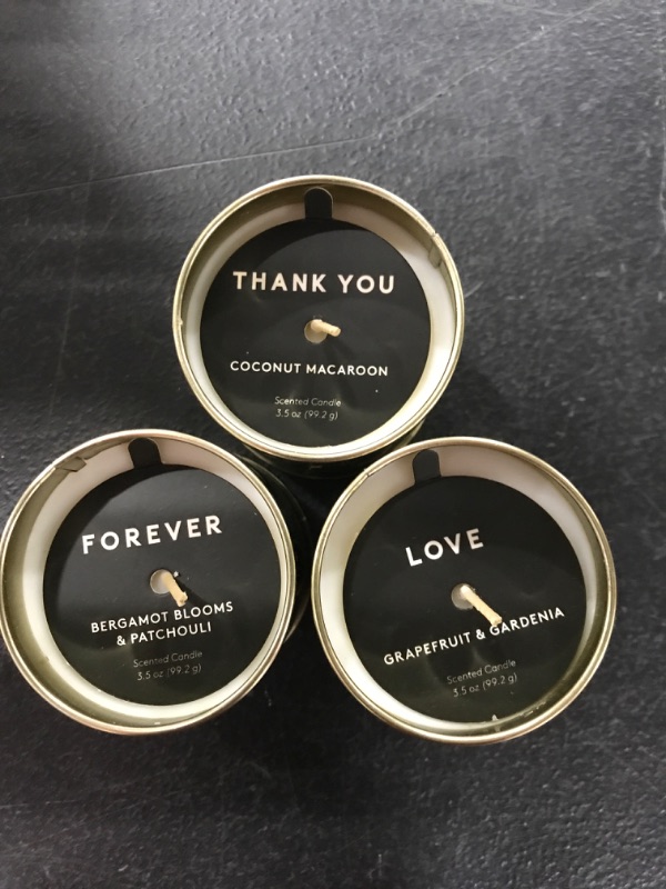 Photo 1 of [3 Pack] Forever, Love & Thank You Candles [3.5 oz Tins]