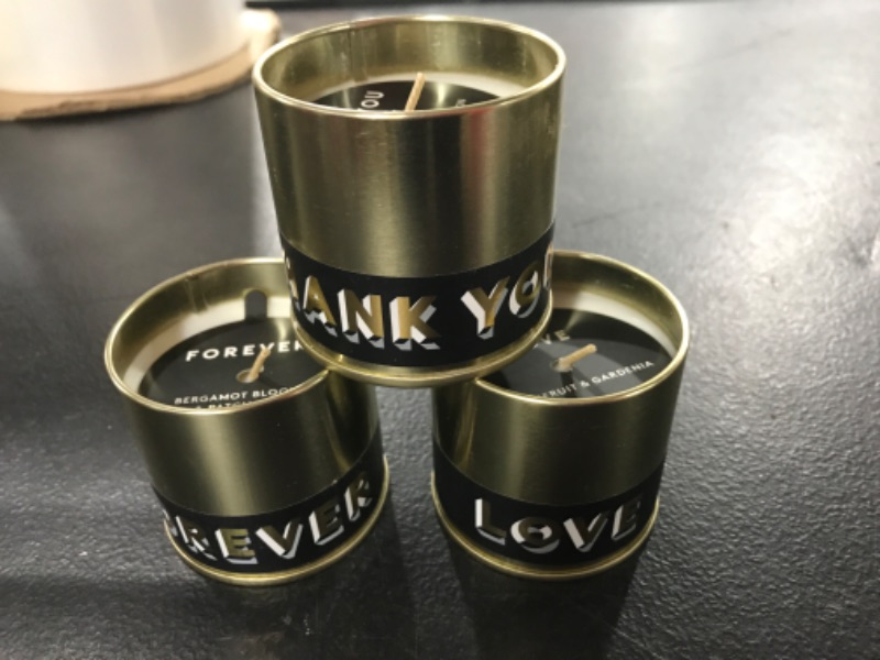 Photo 2 of [3 Pack] Forever, Love & Thank You Candles [3.5 oz Tins]