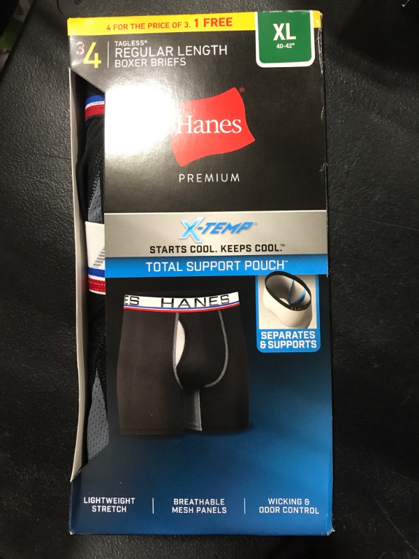 Photo 2 of [Size XL] Hanes Premium Men's Xtemp Total Support Pouch 3+1 Boxer Briefs