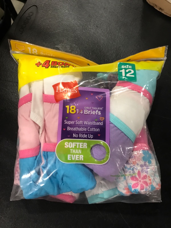 Photo 2 of [Size 12] Hanes Girls' 14pk Briefs - Colors May Vary

