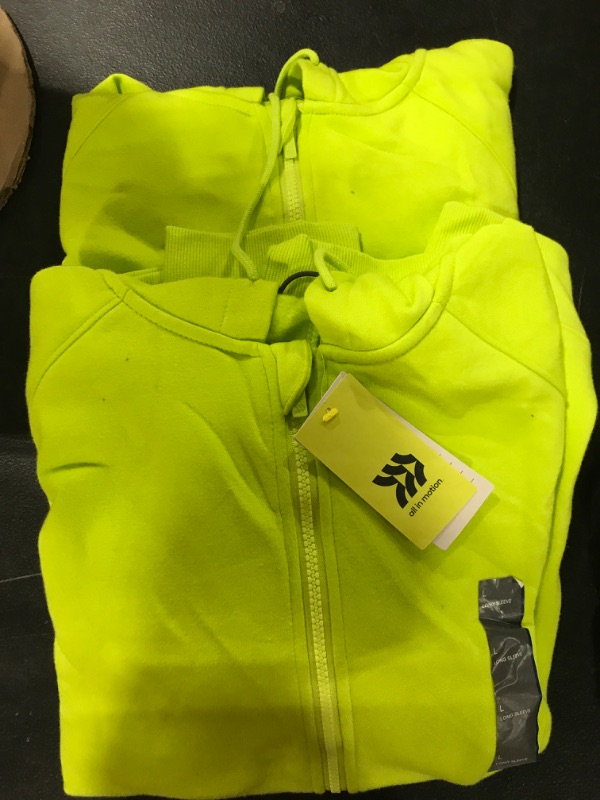 Photo 2 of [Size L] All In Motion--Adult Zip Up Cotton Fleece Hoodies [Construction Yellow]- 2pcs