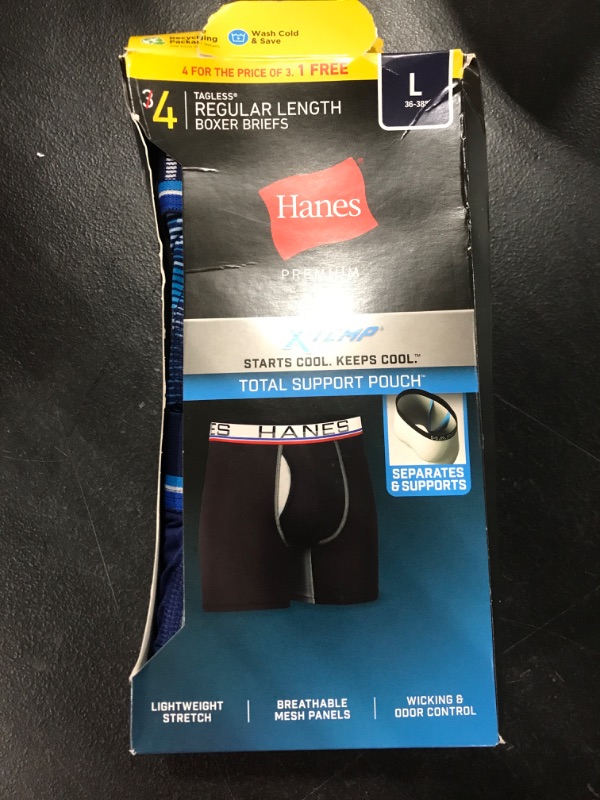 Photo 2 of [Size L] Hanes Premium Men's Xtemp Total Support Pouch 3+1 Boxer Briefs

