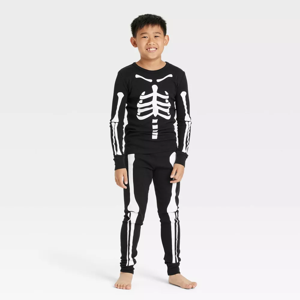 Photo 1 of [Size 12] Kids' Halloween Skeleton Matching Family Snug Fit Pajama Set - Hyde & EEK! Boutique™ Black

