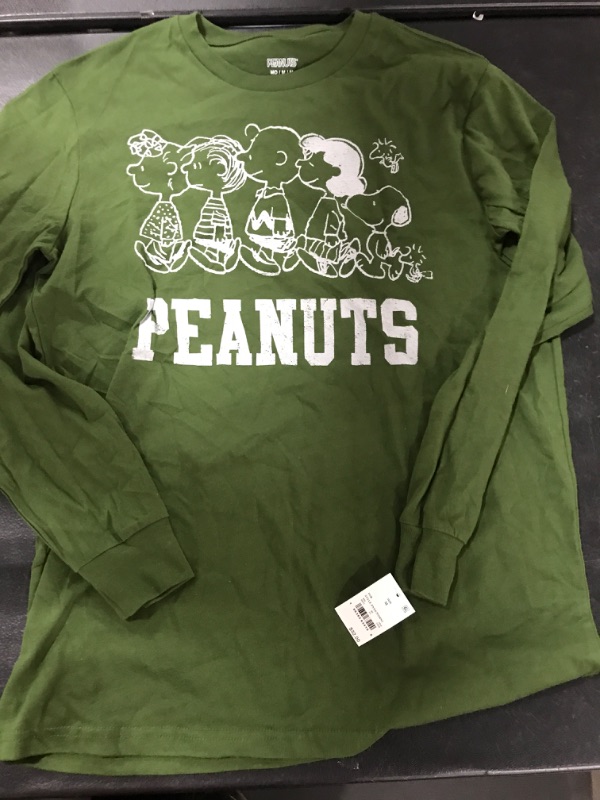 Photo 1 of [Mens M] Peanuts Gang Long Sleeve Cotton Tee- Green