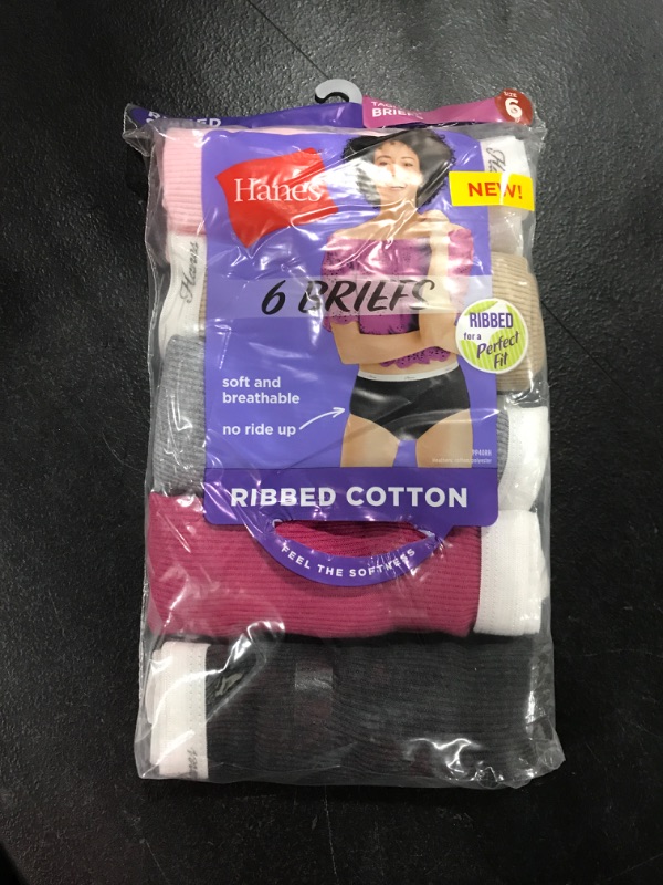 Photo 2 of [Size 6] Hanes Women's 6pk Cotton Ribbed Heather Briefs Assorted

