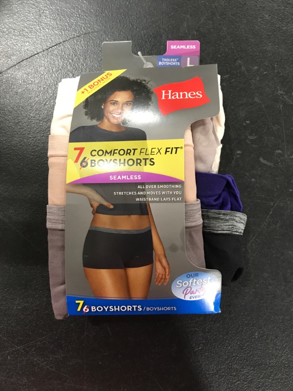 Photo 2 of [Size L] Hanes Women's 6pk Comfort Flex Fit Seamless Boy Shorts - Colors May Vary

