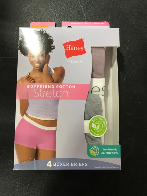 Photo 2 of [Size 6-M] Hanes Premium Women's 4pk Boyfriend Cotton Stretch Boxer Briefs - Colors May Vary