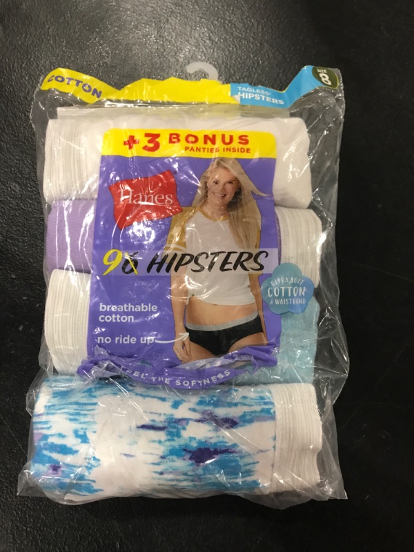 Photo 2 of [Size 8] Hanes Cool Comfort Sporty Cotton Hipsters (Womens'), 6 + 3 Bonus Pack