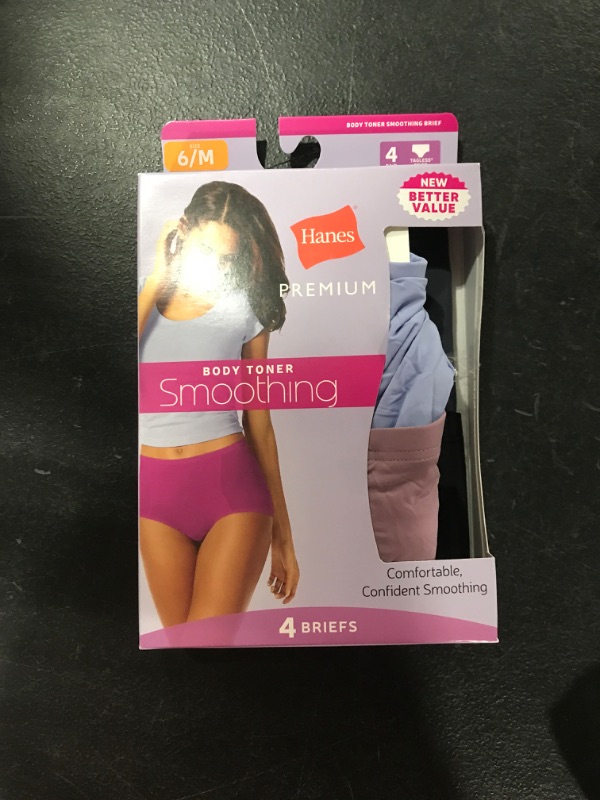 Photo 2 of [Size 6-M] Hanes Premium Women's 4pk Tummy Control Briefs Underwear - Colors May Vary M, Multicolored