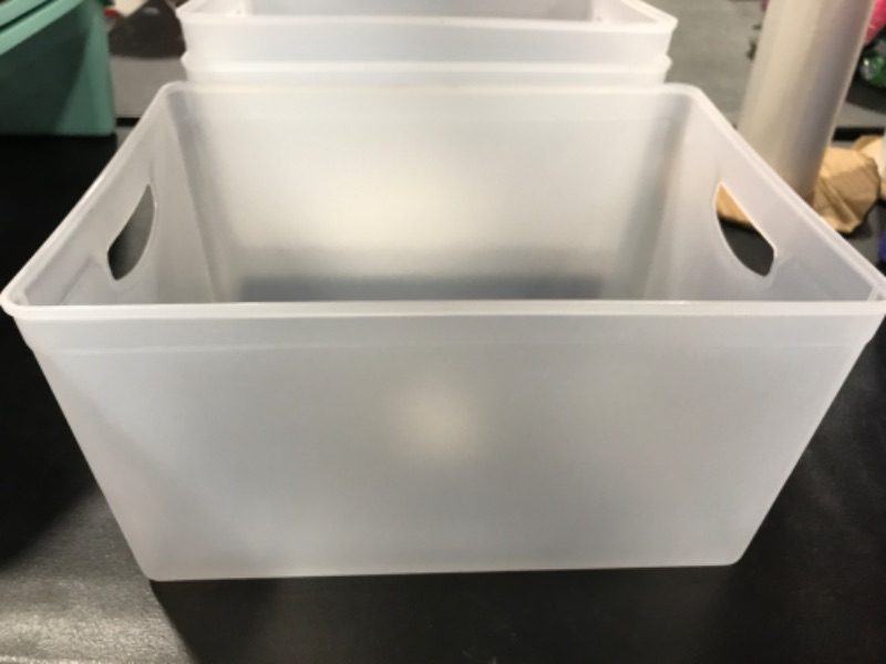 Photo 1 of [Pack of 3] Clear Plastic Bins with Handles