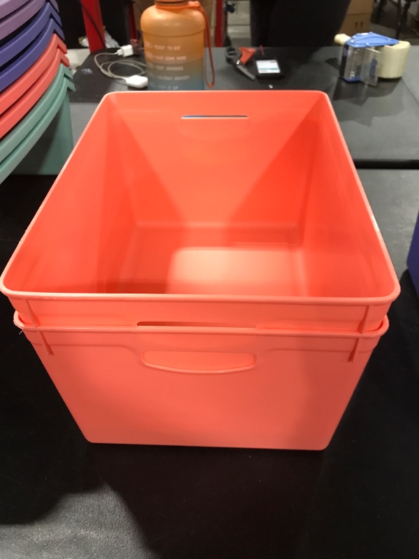 Photo 1 of [2Pack] Plastic Bins- Coral