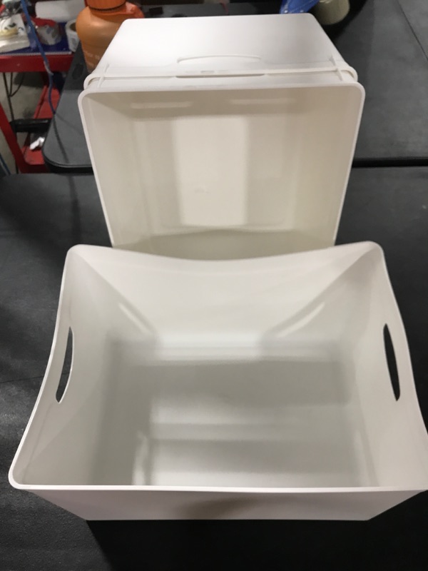 Photo 1 of [3 Pack] Large Plastic Bins with Handles- White