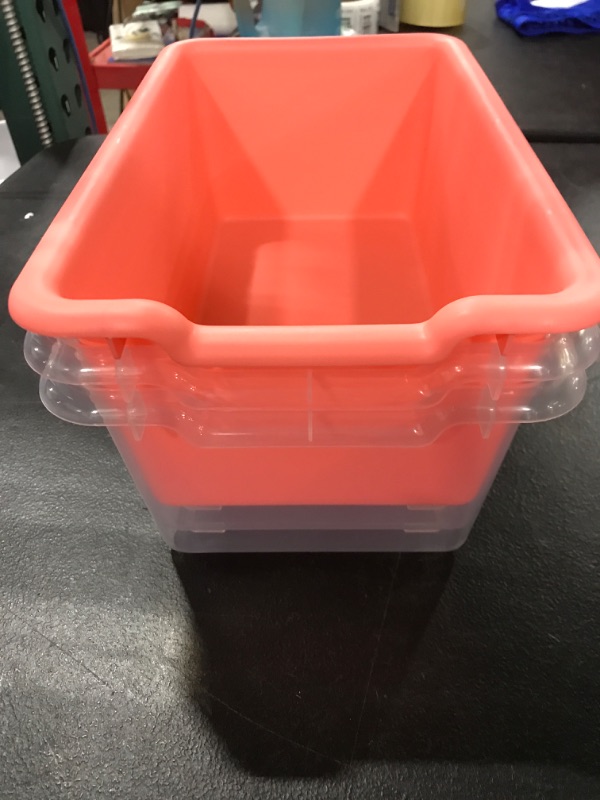 Photo 1 of [3 Pack] Plastic Storage Bin [Clear & Peach]