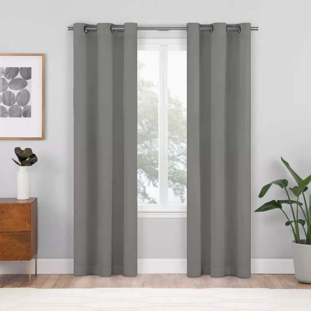 Photo 1 of 2pk Blackout Shadow Window Curtain Panels - Eclipse- Grey