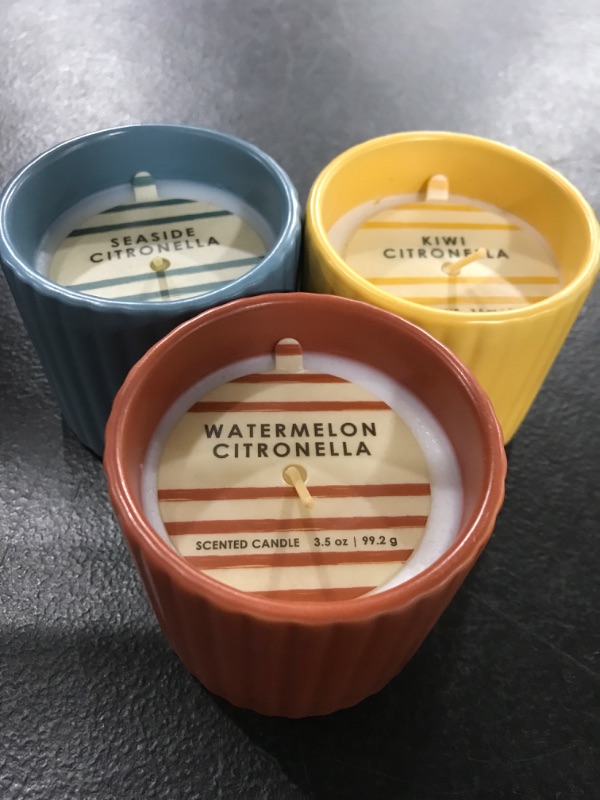Photo 1 of [3 Pack] Citronella Candles- Watermelon , Seaside, and Kiwi