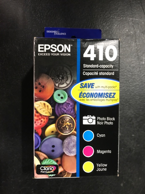 Photo 2 of Epson T410 Cyan/Magenta/Yellow/Photo Black Standard Yield Ink Cartridge, 4/Pack (T410520S)