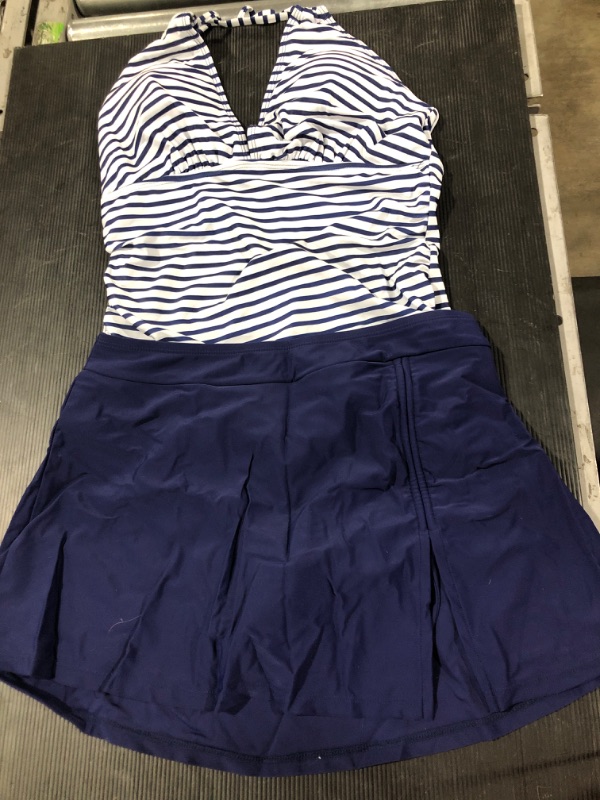Photo 1 of [Size XL] Younique 2 Piece Swim Suit [Navy/Stripes]