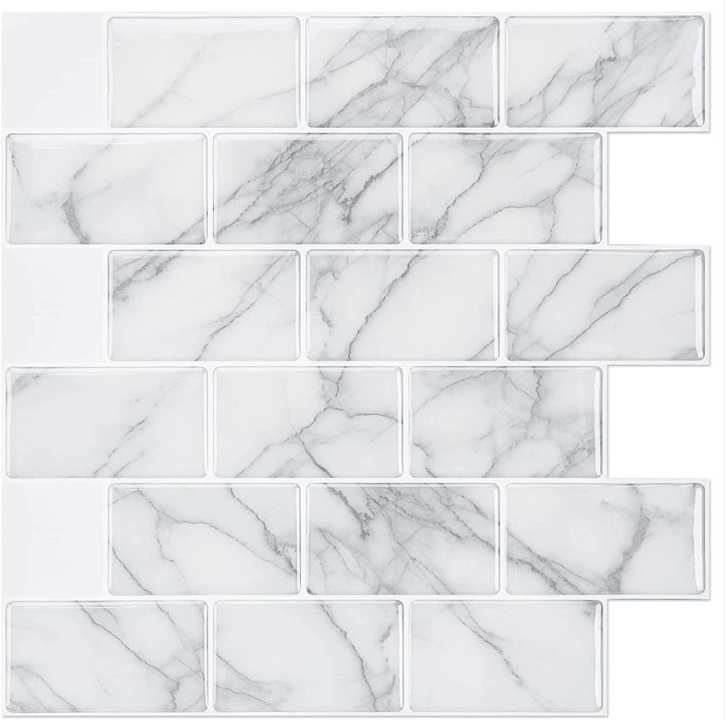 Photo 1 of Art3d 10-Sheet Peel and Stick Backsplash Tile for Kitchen (12"x12", Grey Marble)
