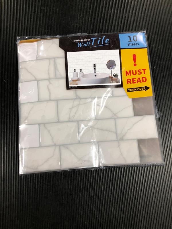 Photo 2 of Art3d 10-Sheet Peel and Stick Backsplash Tile for Kitchen (12"x12", Grey Marble)
