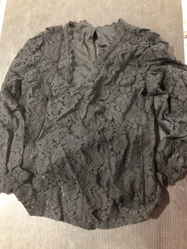 Photo 1 of [Size S] Black Lacy Shirt with Long Sleeves