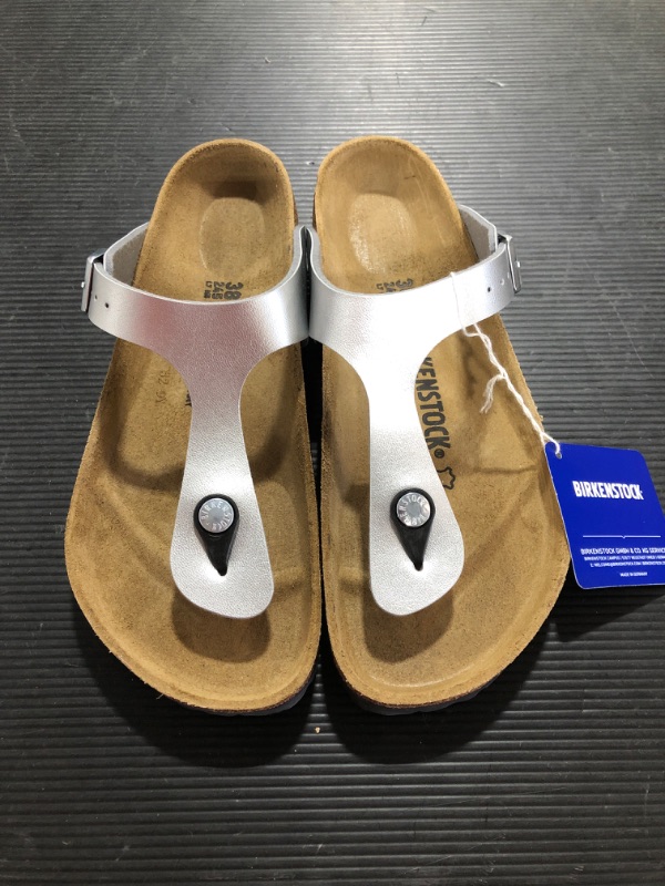 Photo 2 of [Size W-7/M-6]Birkenstock Gizeh Birko-Flor™- Silver Metallic Birko Flor