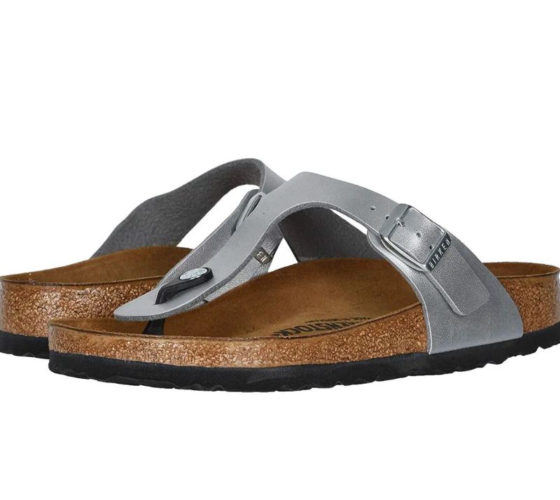 Photo 1 of [Size W-7/M-6]Birkenstock Gizeh Birko-Flor™- Silver Metallic Birko Flor