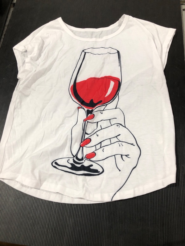 Photo 1 of [Size M] Ladies Wine Time Shirt- White