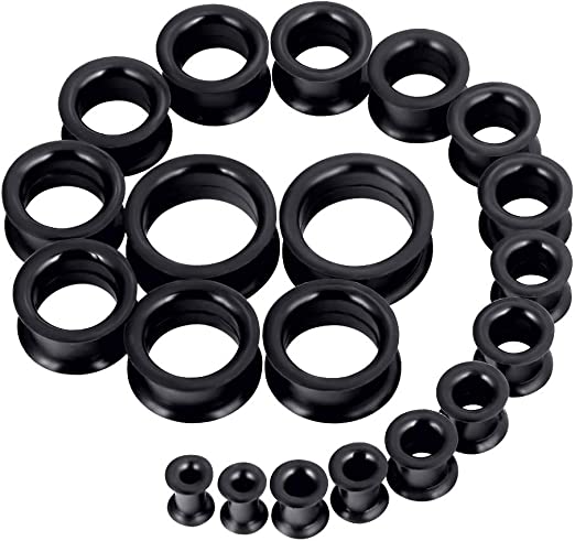 Photo 1 of [Various Sizes] 20pcs Tunnels Kit 2g-1" Silicone Ear Skin Gauges Plugs Ear Expander Set