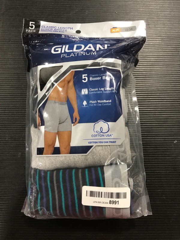 Photo 2 of [Size M] GILDAN 1284367 MEN S BOXER BRIEF 5-PACK ASSORTED COLORS MEDIUM