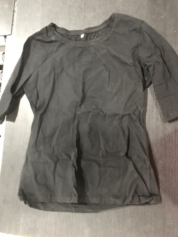 Photo 1 of [Size M] Ladies 3/4 Length Sleeve Shirt- Black