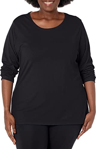 Photo 1 of [Size 3XXXL] Just My Size Women's T-Shirt, Plus Size Long Sleeve Cotton Tee, JMS Plus Size Scoop-Neck T-Shirt for Women
