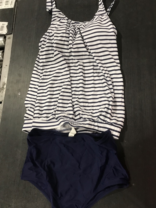Photo 1 of [Size S] Jassambac Ladies 2 Pc Swimwear- Navy/ White Stripes