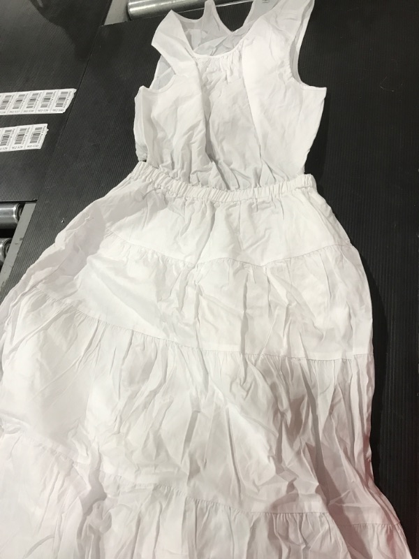 Photo 2 of [Size S] Ladies Elastic Waist Sleeveless Dress- White