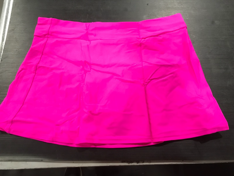 Photo 1 of [Size L] REKITA Women Swim Skirt Solid Color Waistband Skort Bikini Bottom- Hot Pink