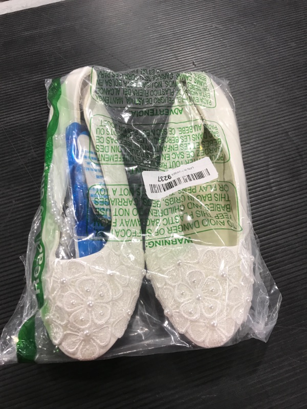 Photo 1 of [Size 10] Lifestyle-cat Women's Mary Jane Flats White Bridal Wedding Shoes Lace Flowers Wedding Shoes Ankle Pearls Beading
