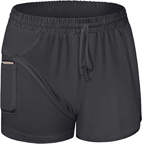 Photo 1 of [Size XL] Blevonh Women Yoga Running Shorts 2 in 1 Workout Athletic Shorts with Pockets- Black