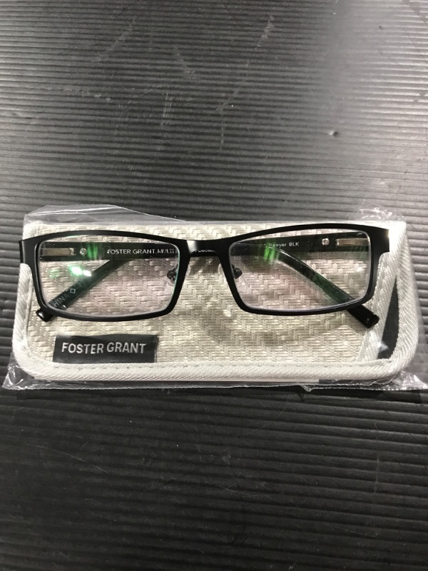 Photo 2 of [1.5x] Foster Grant Men's Sawyer Multifocus Rectangular Reading Glasses- Black

