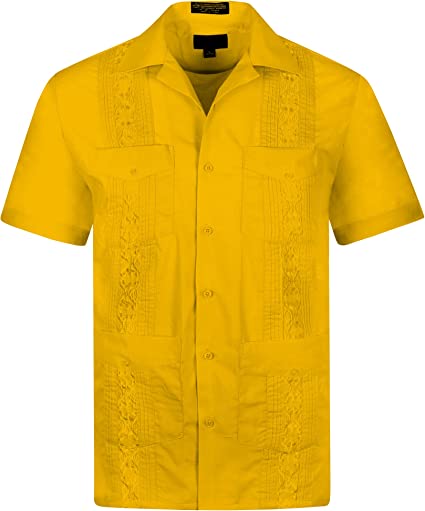 Photo 1 of [Size M] Omega Fashion Men's Button Up Short Sleeve- Yellow