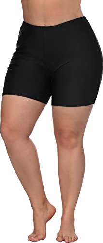 Photo 1 of [Size XL] ATTRACO Womens Plus Size Swim Shorts High Waisted Swimsuit Shorts Boyleg Swim Bottoms- Black