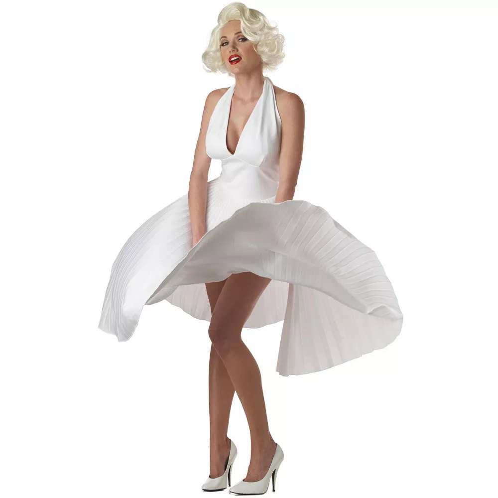 Photo 1 of [Size M 8-10] Deluxe Marilyn Women's Adult Halloween Costume- Pleated Dress [Wig and Shoes Not Included]
