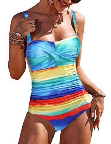Photo 1 of [Size L] Ekouaer Women's 1 pc Swimsuit- Rainbow