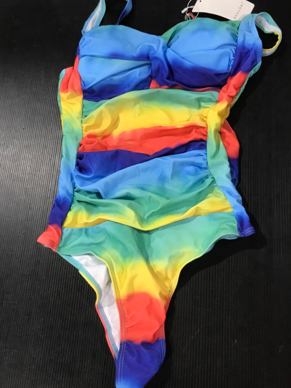 Photo 2 of [Size L] Ekouaer Women's 1 pc Swimsuit- Rainbow