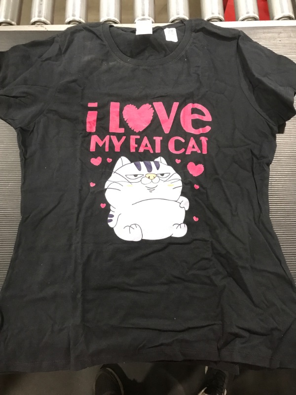 Photo 1 of [Size L] I Love My Fat Cat- Black Tee