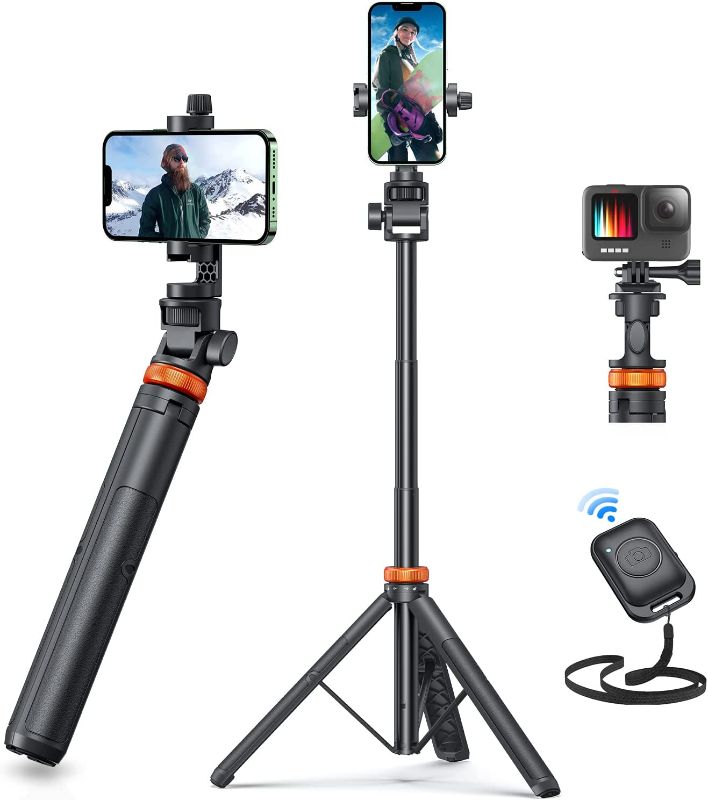 Photo 1 of ?????? 62" Phone Tripod, EUCOS Selfie Stick Tripod with Remote, Upgraded iPhone Tripod Stand & Travel Tripod, Solidest Cell Phone Tripod Compatible with iPhone 14/13/12 Pro Max/Samsung/GoPro/DJI
