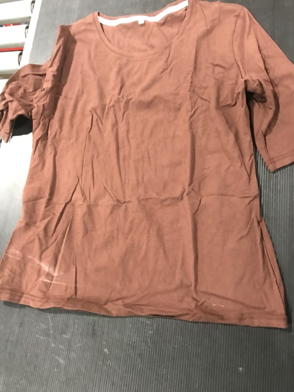 Photo 1 of [Size XL] 3/4 Sleeve Ladies Brown Shirt