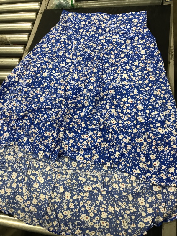 Photo 1 of [Size L] Pretty Garden Long Flowy Skirt- Elastic Waist [Blue/Daisies]